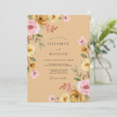 Invitation Mariage Fleur Sauvage Ocre Mauve (Debout devant)