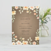 Invitation Mariage Fleur Sauvage Ocre Taupe (Debout devant)