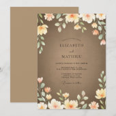 Invitation Mariage Fleur Sauvage Ocre Taupe (Devant / Derrière)