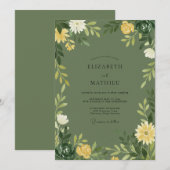 Invitation Mariage Fleur Sauvage Olive (Devant / Derrière)