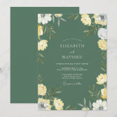 Invitation Mariage Fleur Sauvage Olive de Forêt (Devant / Derrière)