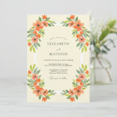 Invitation Mariage Fleur Sauvage Orange (Debout devant)