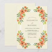 Invitation Mariage Fleur Sauvage Orange (Devant / Derrière)