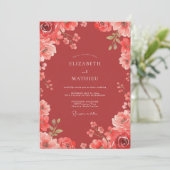 Invitation Mariage Fleur Sauvage Orange Brûlé (Debout devant)