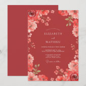Invitation Mariage Fleur Sauvage Orange Brûlé (Devant / Derrière)