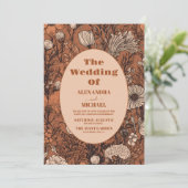 Invitation Mariage Fleur sauvage orange brûlé (Debout devant)