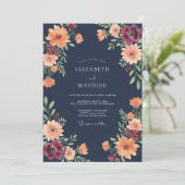 Invitation Mariage Fleur Sauvage Orange de Minuit (Debout devant)