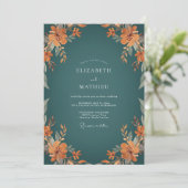 Invitation Mariage Fleur Sauvage Orange Essence (Debout devant)