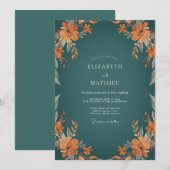 Invitation Mariage Fleur Sauvage Orange Essence (Devant / Derrière)