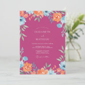 Invitation Mariage Fleur Sauvage Orange Fuchsia (Debout devant)