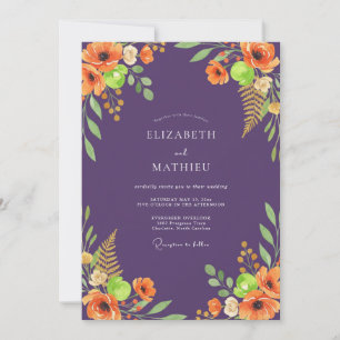 Invitation Mariage Fleur Sauvage Orange Violet