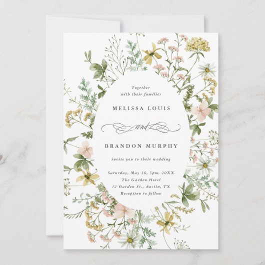 Invitation Mariage fleur sauvage Oval Frame (Devant)