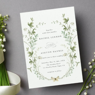 Invitation Mariage Fleur sauvage Pale Green Elegant