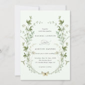 Invitation Mariage Fleur sauvage Pale Green Elegant (Devant)