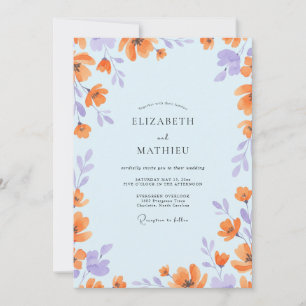Invitation Mariage Fleur Sauvage Péché Azur