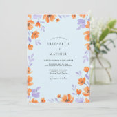 Invitation Mariage Fleur Sauvage Péché Azur (Debout devant)