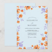 Invitation Mariage Fleur Sauvage Péché Azur (Devant / Derrière)
