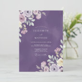 Invitation Mariage Fleur Sauvage Peinte d'Améthyste (Debout devant)