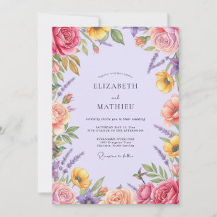 Invitation Mariage Fleur Sauvage Peinte en Mauve