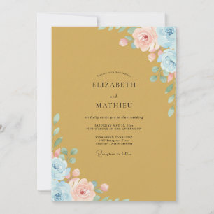 Invitation Mariage Fleur Sauvage Peinte en Or
