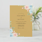 Invitation Mariage Fleur Sauvage Peinte en Or (Debout devant)