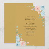 Invitation Mariage Fleur Sauvage Peinte en Or (Devant / Derrière)