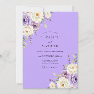 Invitation Mariage Fleur Sauvage Peinte Lilas