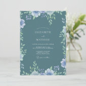 Invitation Mariage Fleur Sauvage Pervenche Acier (Debout devant)