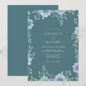 Invitation Mariage Fleur Sauvage Pervenche Acier (Devant / Derrière)