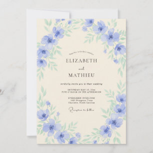 Invitation Mariage Fleur Sauvage Pervenche Intemporel