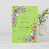 Invitation Mariage Fleur Sauvage Pervenche Lime (Debout devant)