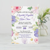 Invitation Mariage Fleur sauvage Pink and Purple Pastel (Debout devant)