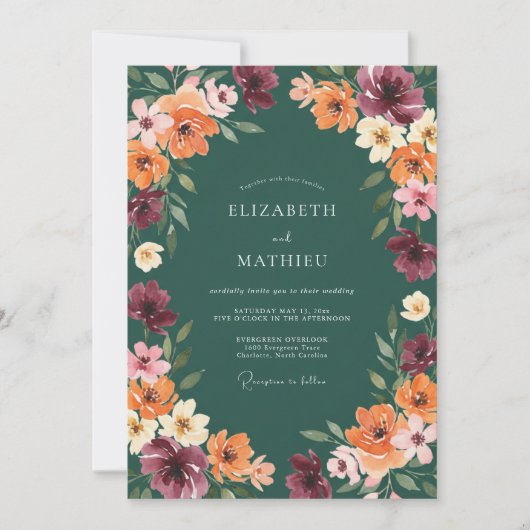Invitation Mariage Fleur Sauvage Prune Essence (Devant)