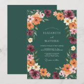 Invitation Mariage Fleur Sauvage Prune Essence (Devant / Derrière)