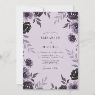 Invitation Mariage Fleur Sauvage Prune Lavande