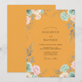 Invitation Mariage Fleur Sauvage Rose Ambre (Devant / Derrière)