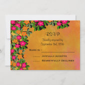 Invitation Mariage Fleur sauvage rose et orange RSVP (Devant)