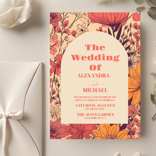 Invitation Mariage Fleur sauvage rose jaune orange