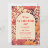 Invitation Mariage Fleur sauvage rose jaune orange (Devant)