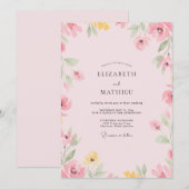 Invitation Mariage Fleur Sauvage Rose Pâle (Devant / Derrière)