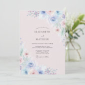 Invitation Mariage Fleur Sauvage Rose Pervenche (Debout devant)