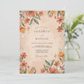 Invitation Mariage Fleur Sauvage Rouille Ocre (Debout devant)