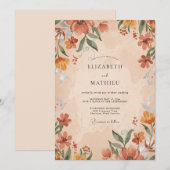 Invitation Mariage Fleur Sauvage Rouille Ocre (Devant / Derrière)