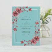 Invitation Mariage Fleur Sauvage Rouille Turquoise (Debout devant)