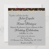 Invitation Mariage fleur sauvage, Ruban Bourgogne & Lumières (Dos)