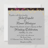 Invitation Mariage fleur sauvage, ruban violet et lumière (Dos)