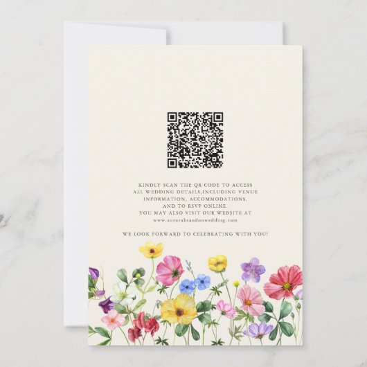 Invitation Mariage fleur sauvage Rustic Chic Boho QR Code (Dos)