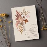 Invitation Mariage Fleur sauvage Rustic Fall<br><div class="desc">Notre Faire-part de mariage Fleur sauvage Rustique Automne est une incarnation de l'amour, de la nature et du charme intemporel de l'automne. Que vous planifiez une fête en plein air, un mariage de grange ou un rassemblement intime dans les bois, cette invitation donne le ton d'un événement inoubliable qui célèbre...</div>