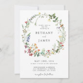 Invitation Mariage Fleur sauvage rustique (Devant)