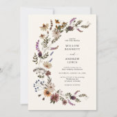 Invitation Mariage Fleur sauvage rustique (Devant)